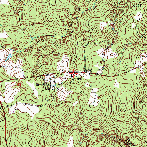 Topographic Map of Lystra Church, NC
