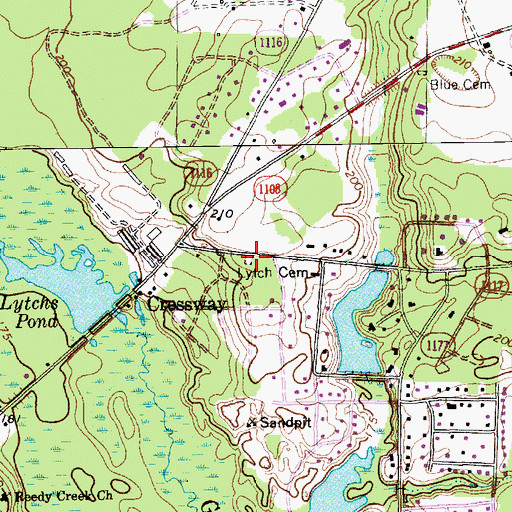 Topographic Map of Lytch Cemetery, NC