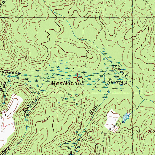 Topographic Map of MacDonald Swamp, NC
