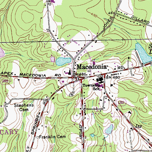 Topographic Map of Macedonia, NC