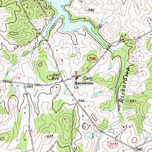 Topographic Map of Macedonia Church, NC