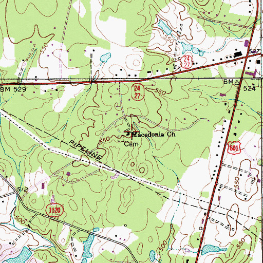 Topographic Map of Macedonia Church, NC