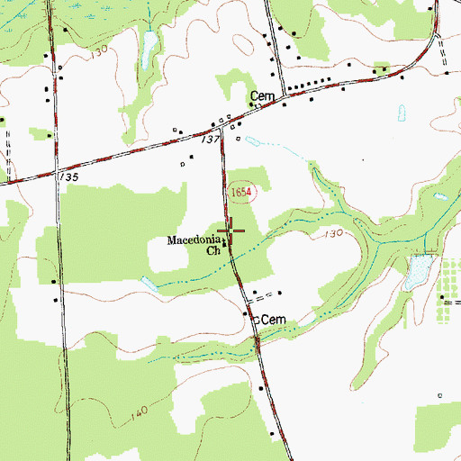 Topographic Map of Macedonia Church, NC