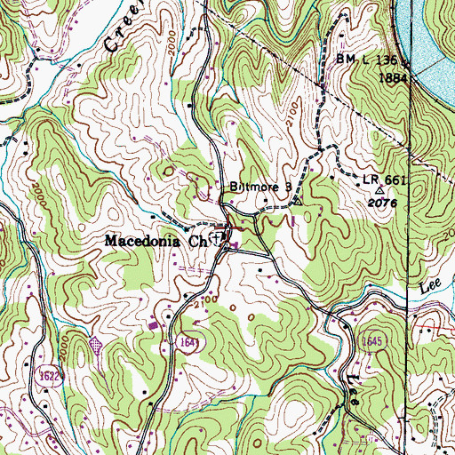 Topographic Map of Macedonia Church, NC