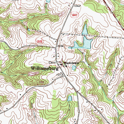 Topographic Map of Macedonia Church, NC