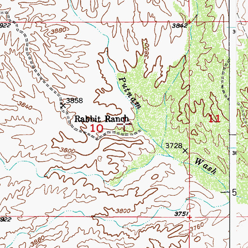 Topographic Map of Rabbit Ranch, AZ