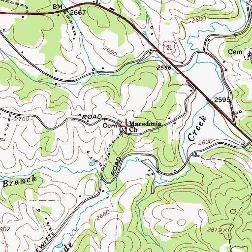 Topographic Map of Macedonia Baptist Church, NC