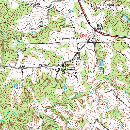 Topographic Map of Macedonia Church, NC