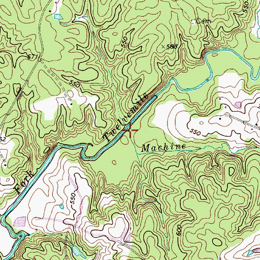 Topographic Map of Machine Branch, NC