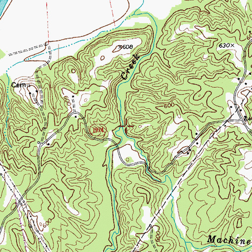 Topographic Map of Machine Creek, NC
