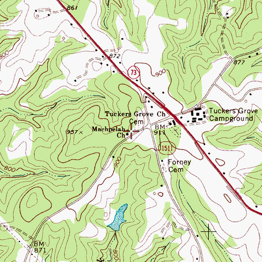 Topographic Map of Machpelah Church, NC