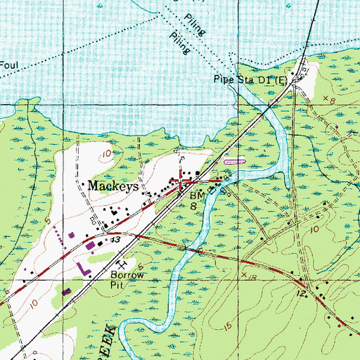 Topographic Map of Mackeys, NC