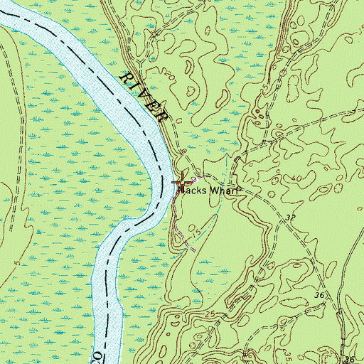 Topographic Map of Macks Wharf, NC