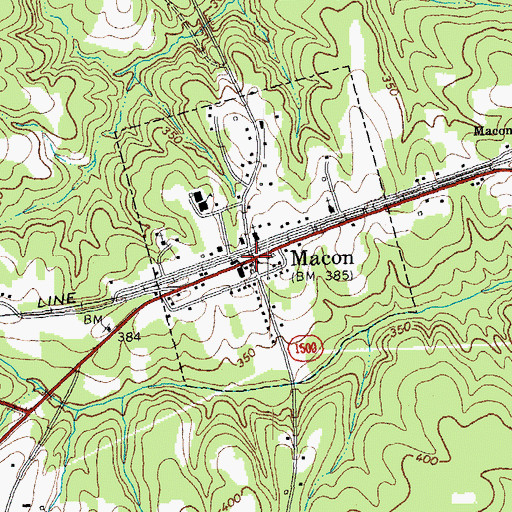 Topographic Map of Macon, NC