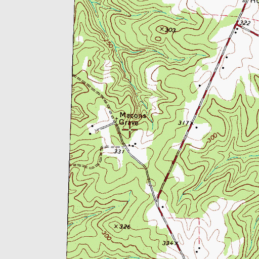 Topographic Map of Macons Grave, NC