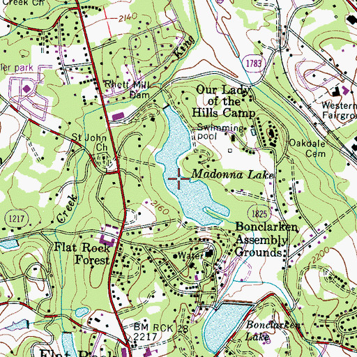 Topographic Map of Madonna Lake, NC