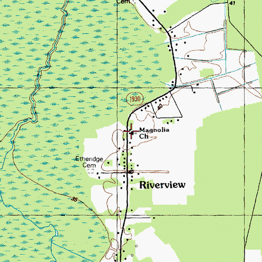Topographic Map of Magnolia Church, NC