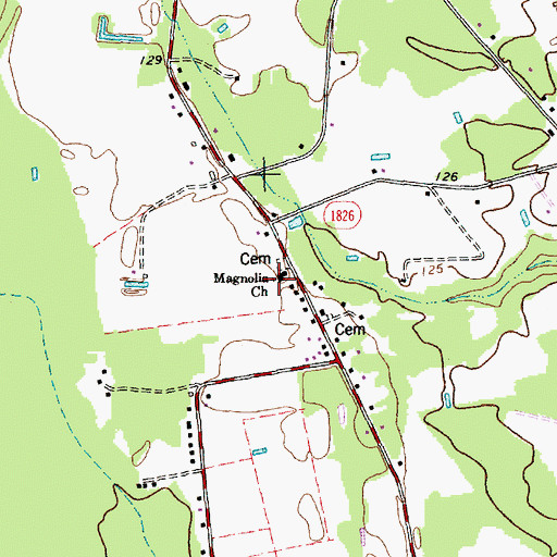 Topographic Map of Magnolia Church, NC