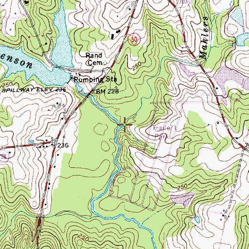 Topographic Map of Mahlers Creek, NC