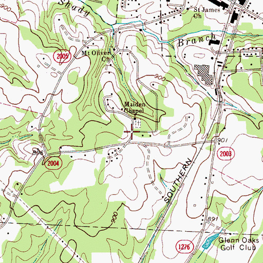 Topographic Map of Maiden Chapel, NC