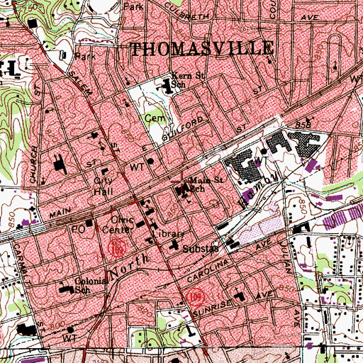 Topographic Map of Main Street Junior High School, NC