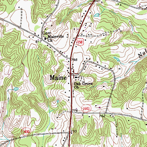 Topographic Map of Maine, NC