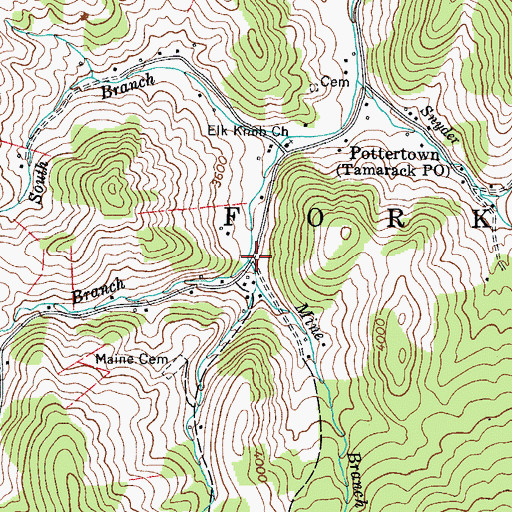 Topographic Map of Maine Branch, NC