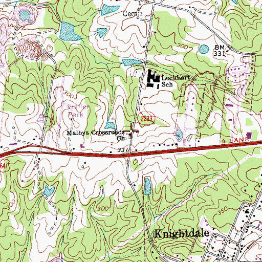 Topographic Map of Malbys Crossroads Church, NC