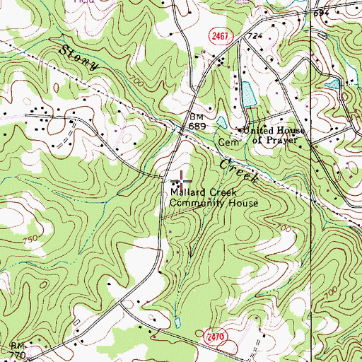 Topographic Map of Mallard Creek Community House, NC