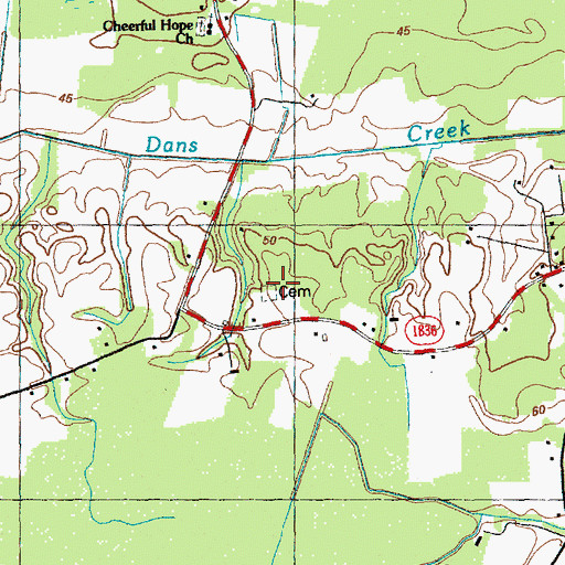 Topographic Map of Malpass Cemetery, NC