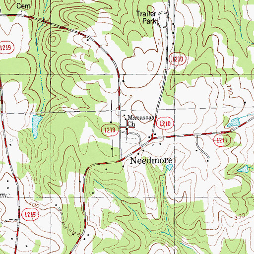 Topographic Map of Manassas Church, NC