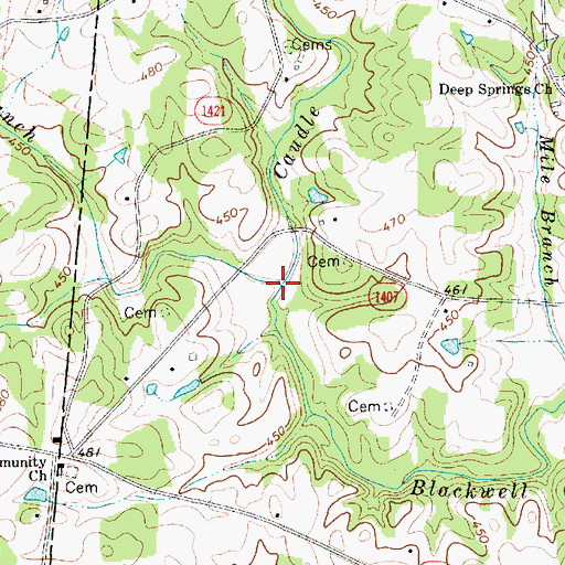 Topographic Map of Maness Branch, NC