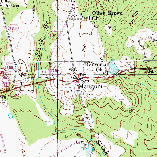 Topographic Map of Mangum, NC