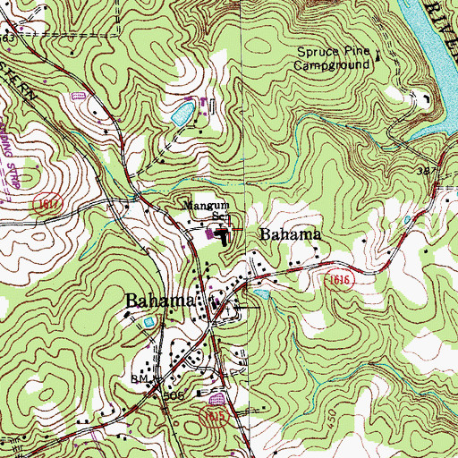 Topographic Map of Mangum School, NC
