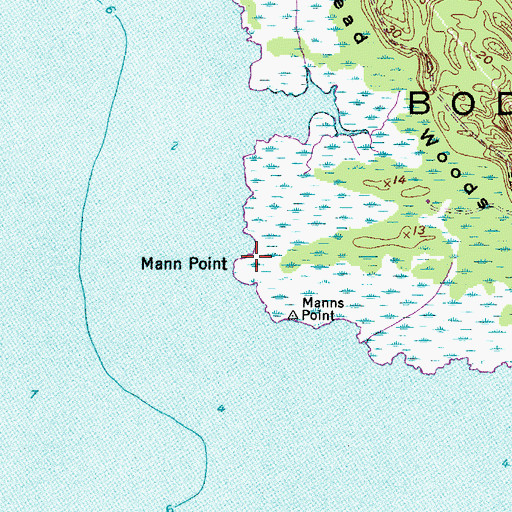 Topographic Map of Mann Point, NC