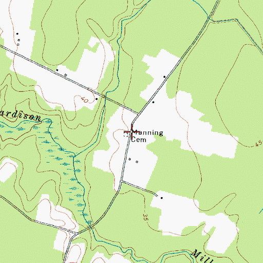 Topographic Map of Manning Cemetery, NC