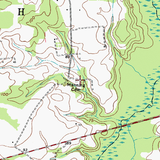 Topographic Map of Manning Cemetery, NC