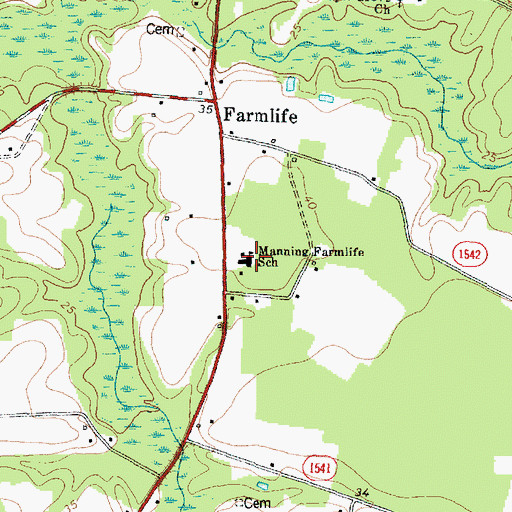 Topographic Map of Manning Farmlife School, NC