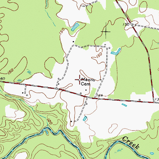 Topographic Map of Manns Cemetery, NC