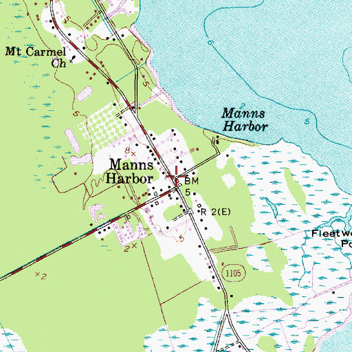 Topographic Map of Manns Harbor, NC