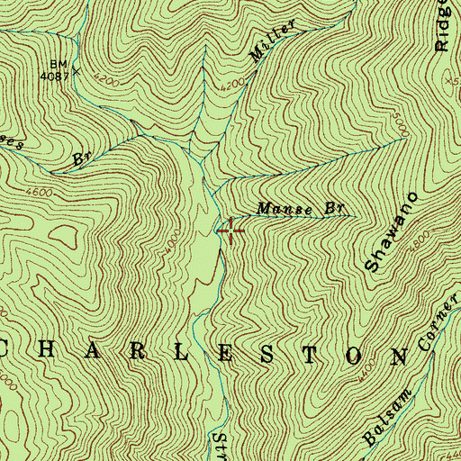 Topographic Map of Manse Branch, NC