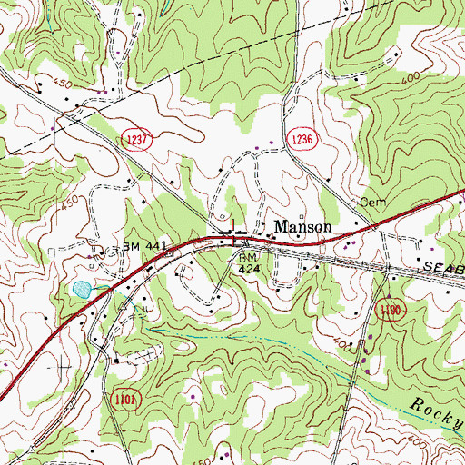 Topographic Map of Manson, NC