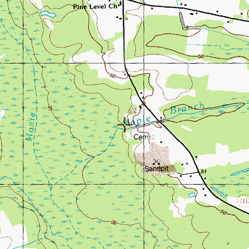 Topographic Map of Maple Branch, NC
