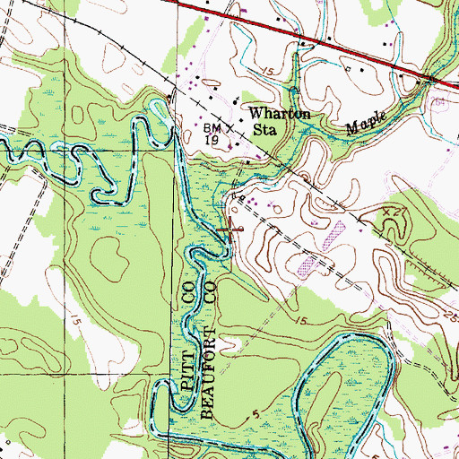 Topographic Map of Maple Branch, NC