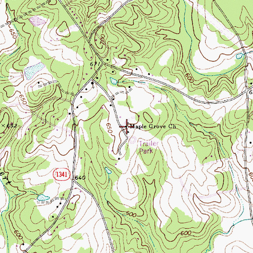 Topographic Map of Maple Grove Church, NC
