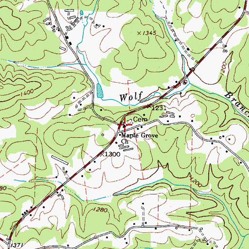 Topographic Map of Maple Grove Church, NC