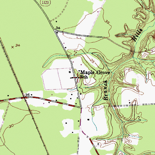 Topographic Map of Maple Grove School, NC