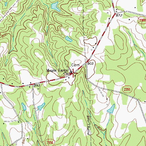 Topographic Map of Maple Lawn Church, NC