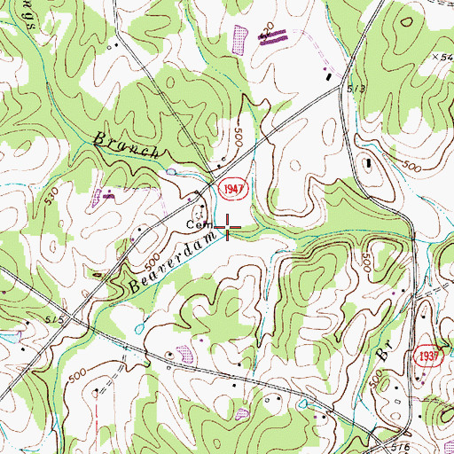 Topographic Map of Maple Springs Branch, NC
