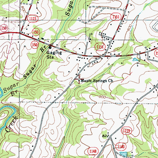 Topographic Map of Maple Springs Church, NC